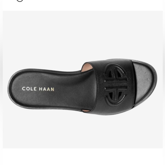 Cole Haan Shoes - Cole Haan Flynn Leather Logo Flat Slide Sandals 7.5